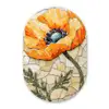 Klaprozen - Oranje - Mozaïek - Bladeren Wandcirkel Ovaal Glas middel -3d