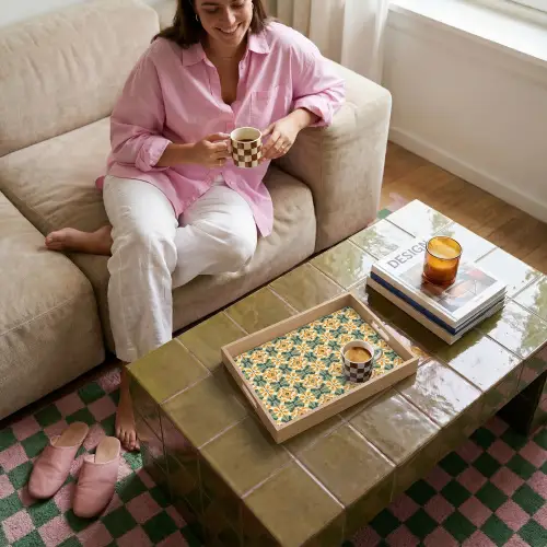 Keramiek - Verweerd - Kleurrijk Dienblad Rechthoek middel 911 -sfeer3