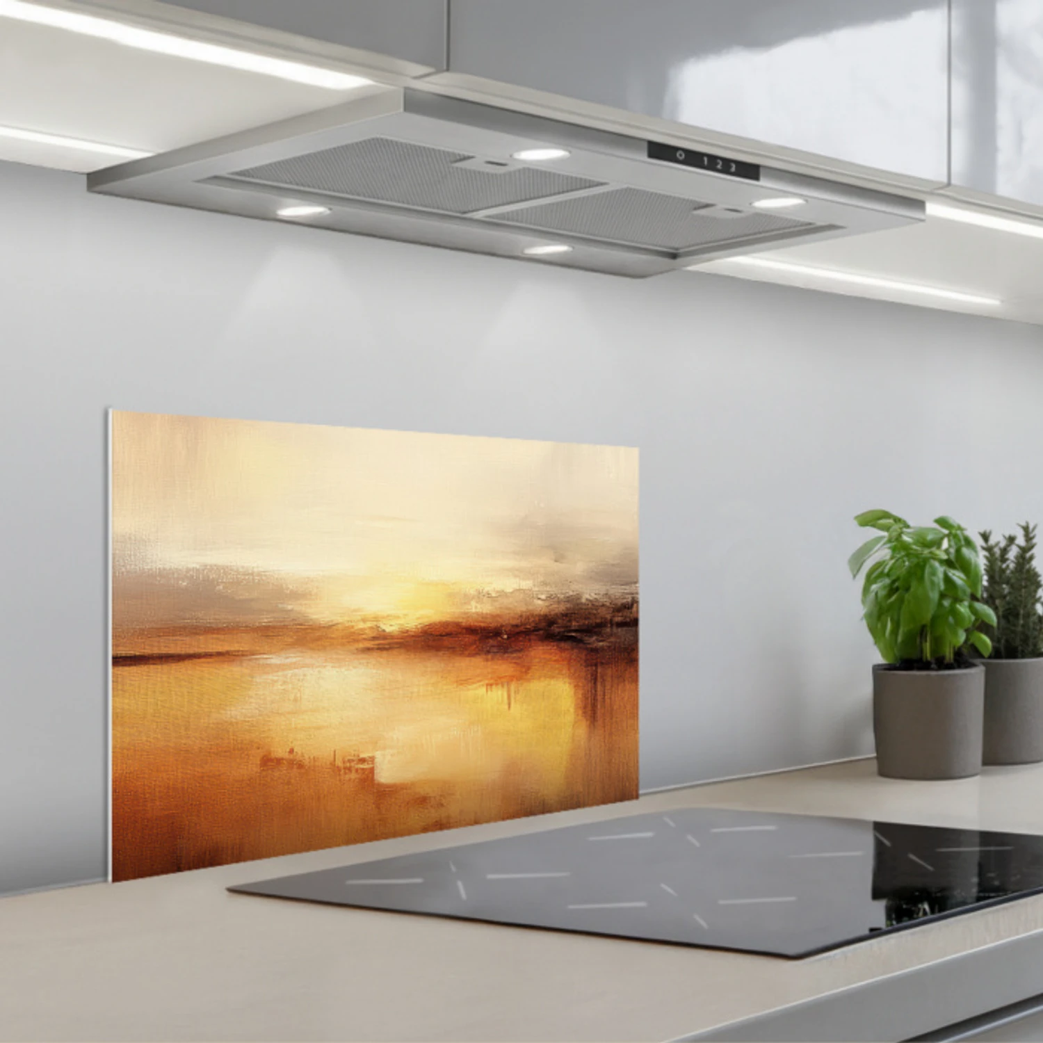 Abstract - Bruin - Modern - Herfst kleuren keuken achterwand spatscherm klein -3d_schuin