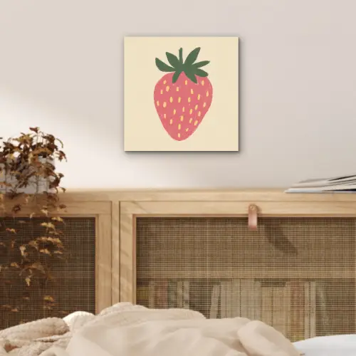 Aardbei - Minimalistisch - Rood - Fruit aluminium wit klein -sfeer3