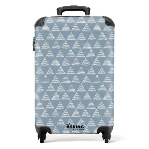 Blauw driehoeken patroon NBS - Handbagage koffer - Kinderen Unisex middel -productfoto_recht