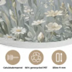 Bloemen - Botanisch - Blauw Akoestische PET Vilt - Rond klein -closeup_NL