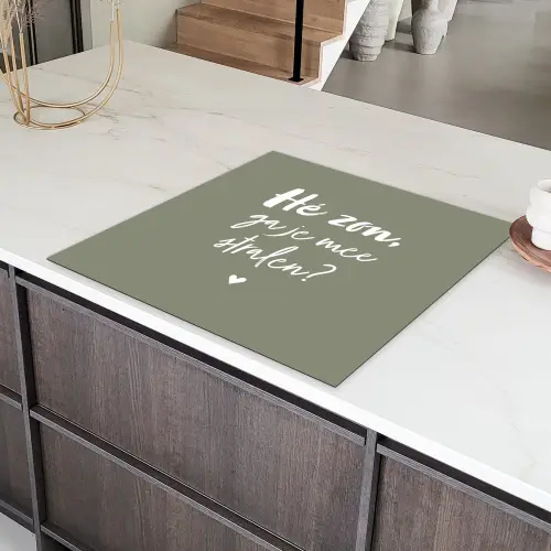 Spreuken - Zomer - Hé zon, ga je mee stralen? - Zon - Tekst Inductie beschermer vinyl 3mm middel -sfeer8