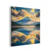 Berg - Rivier - Zonsondergang aluminium wit klein -3d