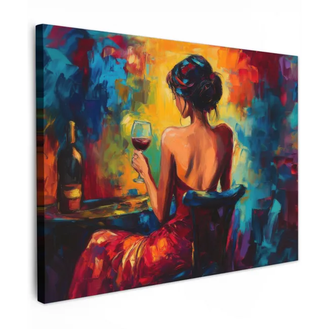 Artaza Canvas Schilderij Vrouw met een Zwarte Hoed - 80x120 cm - Groot - Wanddecoratie