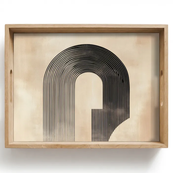 Boog -  Strepen - Minimalistisch - Zwart Dienblad Rechthoek middel -z3d_shopping