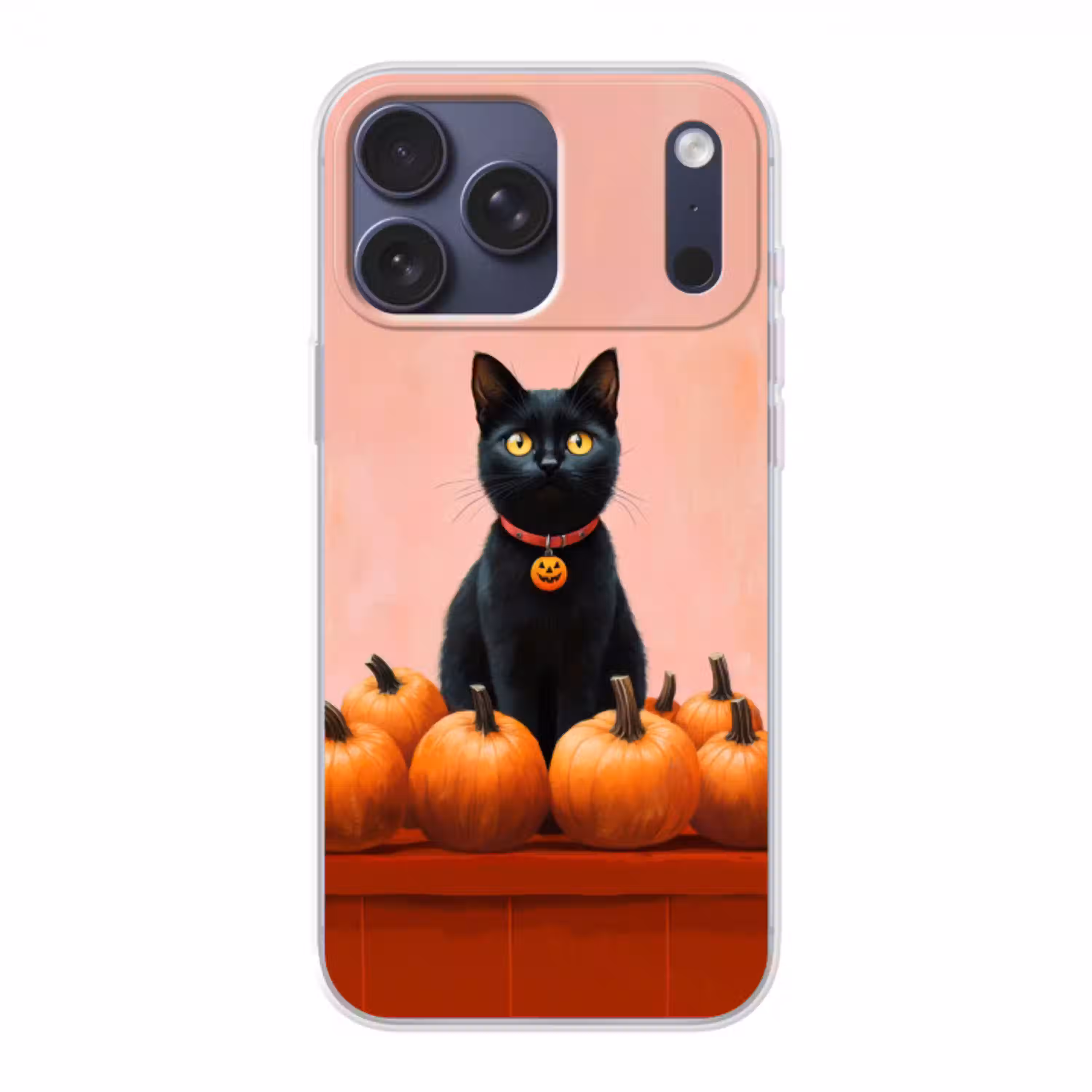 Kat - Pompoen - Roze Telefoonhoesje iPhone 17 Pro Max klein -3d