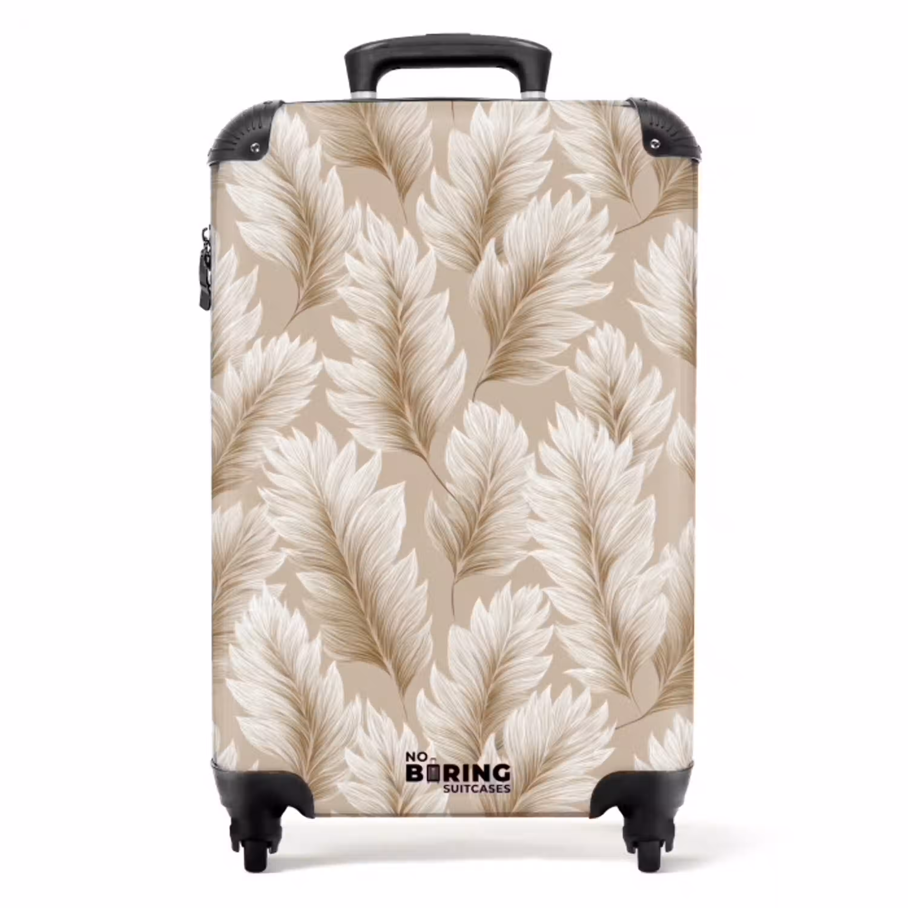 Botanisch - Patroon - Beige NBS - Handbagage koffer - Volwassenen Unisex middel -productfoto_recht