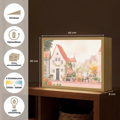 Bloemen - Huizen - Dorp Light Box met batterij (Wandlamp) middel -USP_websiteoverzichtNL