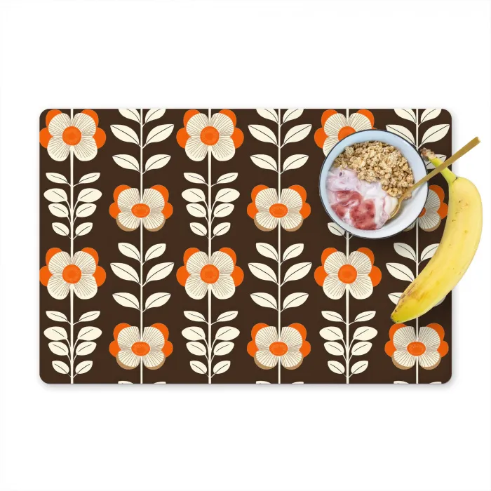 Bloemen - Retro - Bruin Placemat vinyl groot 368 -zzzproduct_Kitchenyeah-website