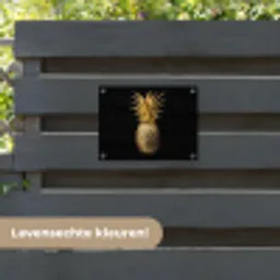 Ananas - Zwart - Goud - Luxe tuinposter los doek klein -sfeer3