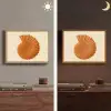 Schelp - Oranje - Ribbels Light Box met batterij (Wandlamp) middel -sfeer3