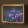 Bloemen - Nacht - Lupine - Sterrenhemel - Paars - Natuur Light Box met batterij (Wandlamp) middel -z3d_website