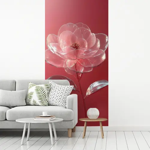 Sierlijk - Bloem - Roze - Glazen fotobehang vinyl groot -woonkamer