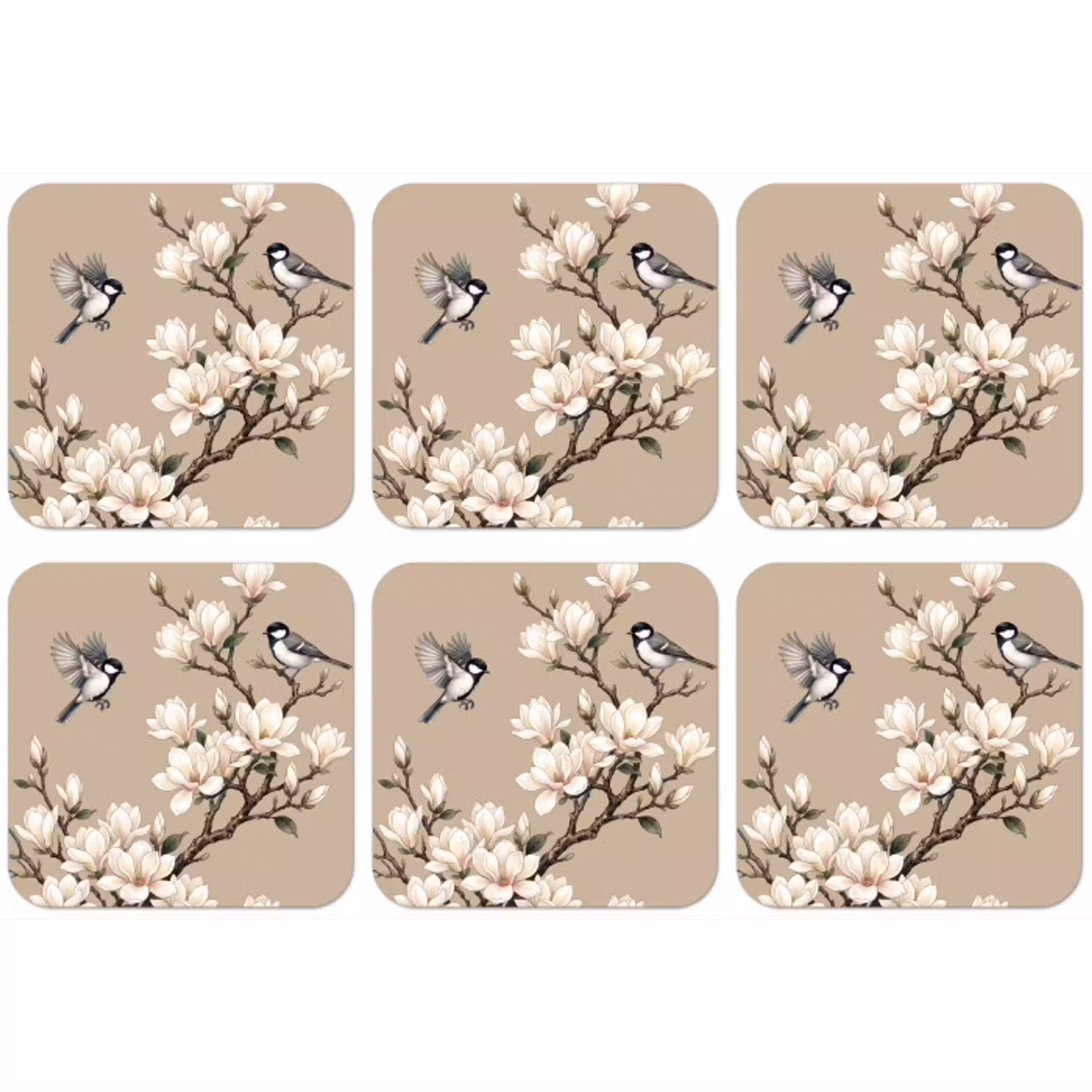 Oosters - Vogels - Beige onderzetter kurk middel -zkaufland3dotto