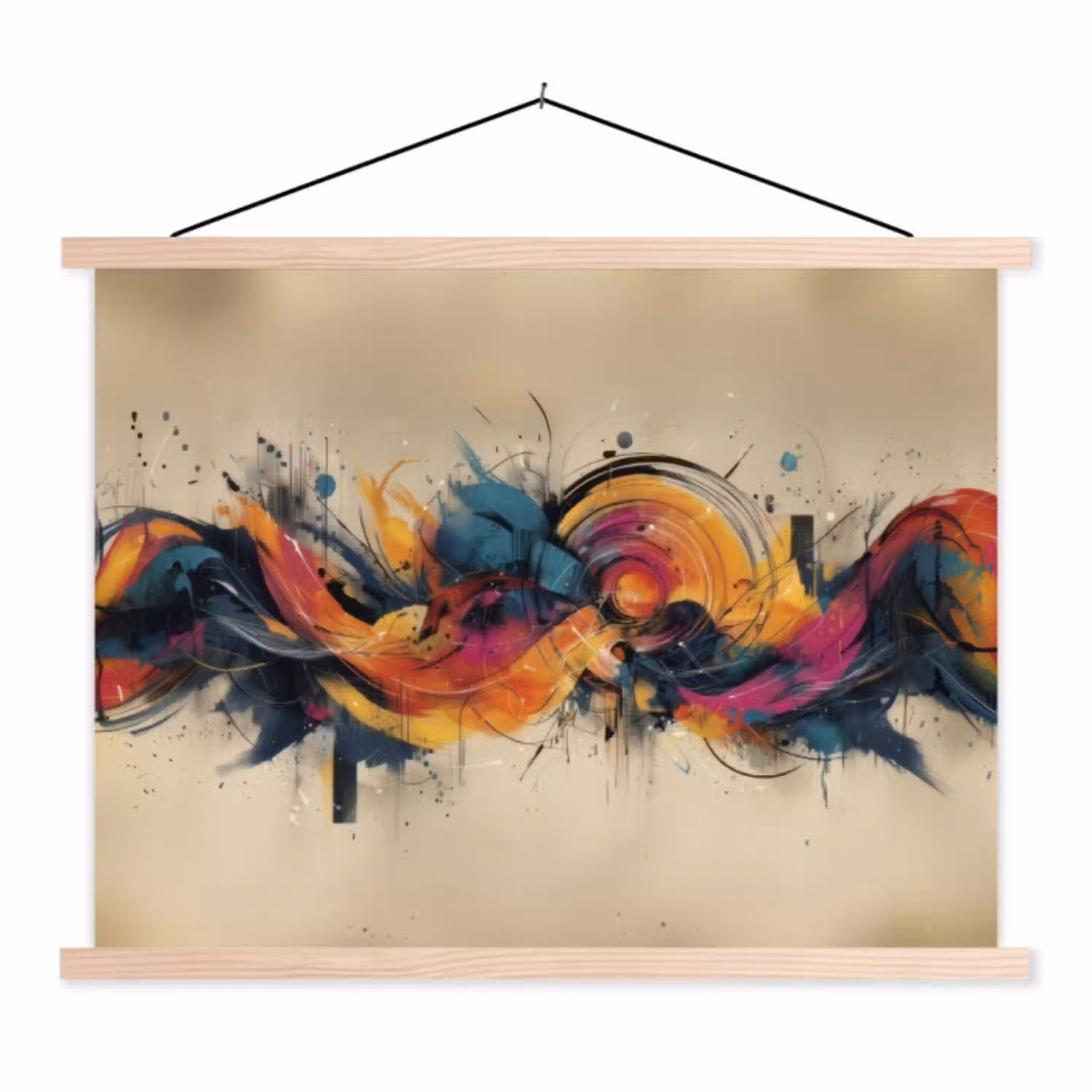 Explosie - Kleurrijk - Vormen - Abstract textielposter latten blank klein -3d
