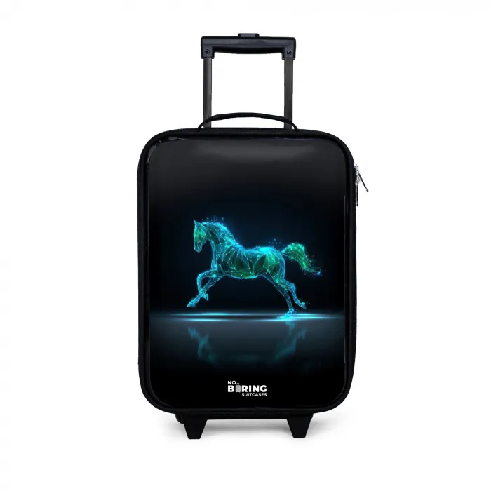 Futuristisch galopperend paard Kinderkoffer - Zwart klein -3d
