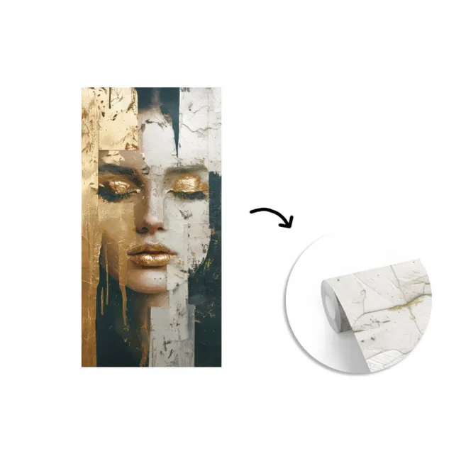 Abstract - Goud - Gezicht - Lippen fotobehang vinyl groot -3d
