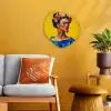 Frida Kahlo - Vrouw - Geel - Blauw - Bloemen Wandcirkel Organisch Forex 3mm klein -sfeer4