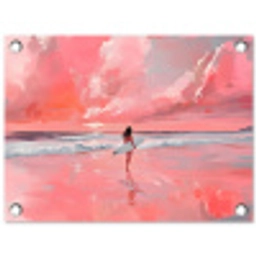 Roze - Surfen - Zee tuinposter los doek klein -3d