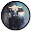 Stier - Zwart - Abstract - Horens Fotolijst rond zonder passe partout klein -3d