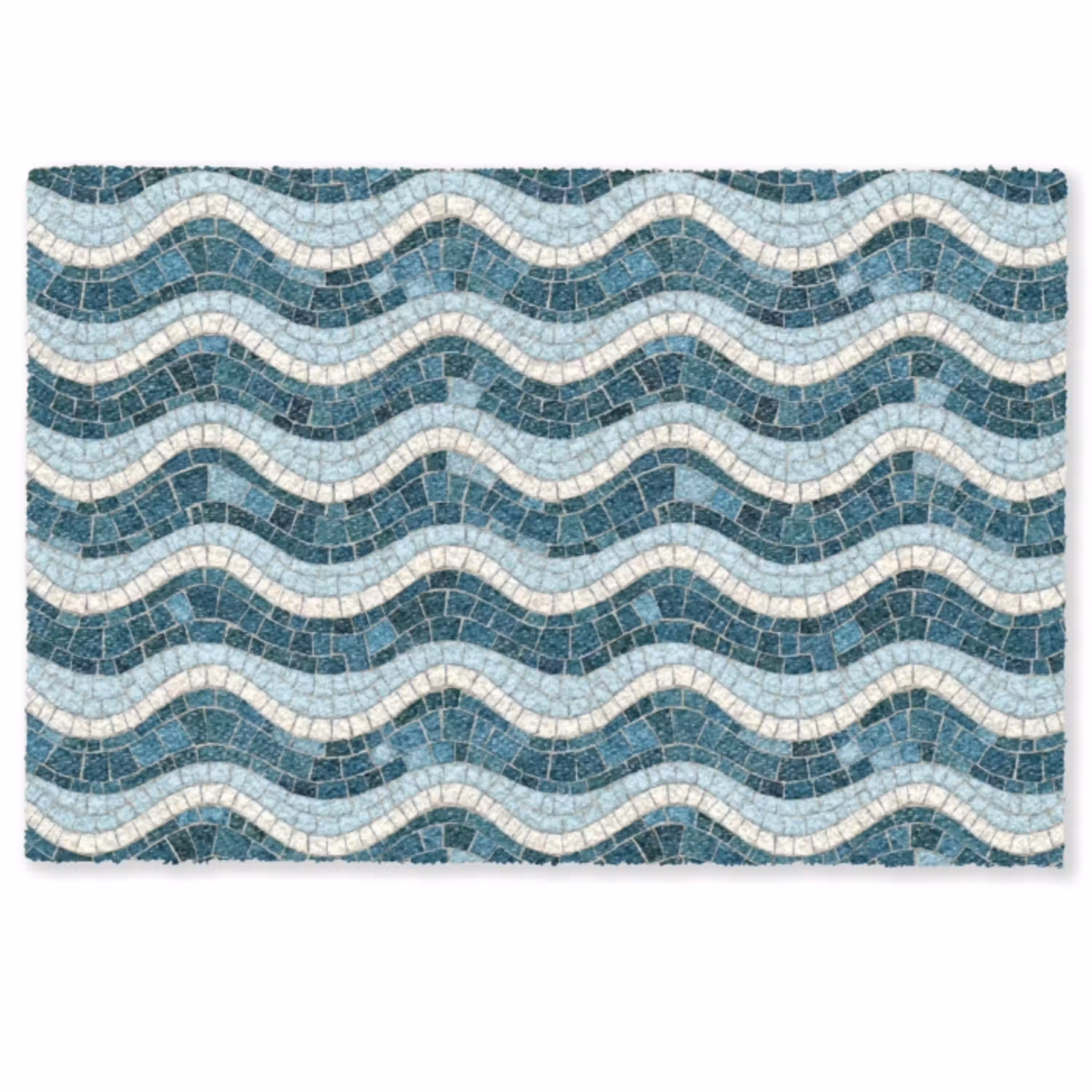 Blauw - Wit - Mozaïek - Golvend Deurmat klein 898 -zkaufland3d