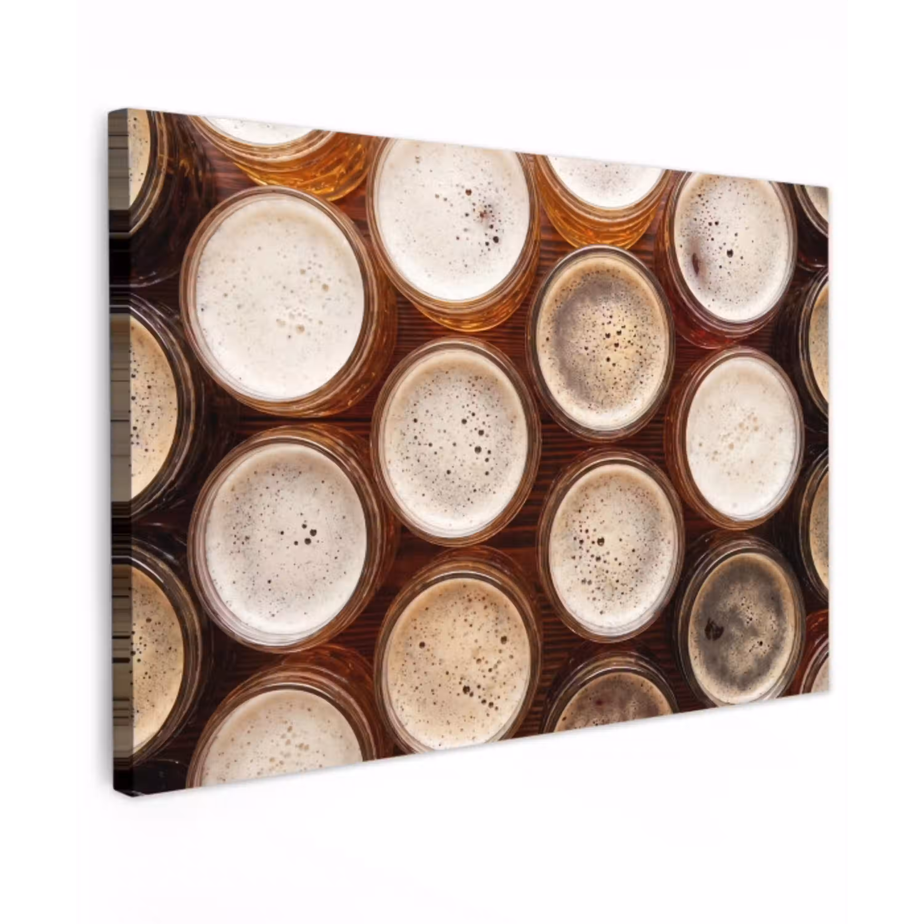 Eten - Glazen - Drank - Patroon - Bruin canvas 2cm klein -z3d