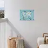 Wereldkaart - Zeeleven - Blauw tuinposter los doek klein -sfeer8