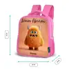 Oranje Pluizig Monster met Hoorns Kinderrugzak - Roze middel -productfoto_formaten