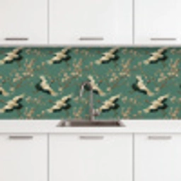 Kersenbloesem - Kraamvogels - Groen keuken achterwand 2 middel 871 -3d