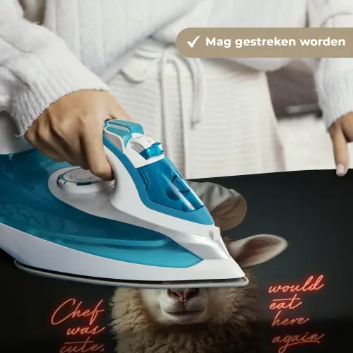 Schaap - Kokskleding - Neon - Quote Wandkleed katoen klein -sfeer9