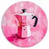 Roze - Verf - Coffee Wandcirkel kunststof plaat 5mm dik klein -3d