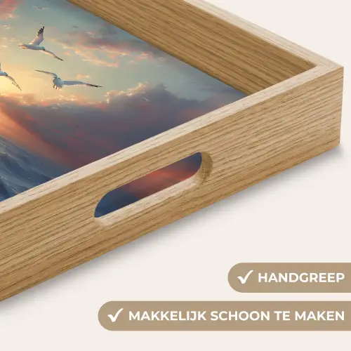 Meeuwen - Zonsondergang - Zee - Wolken Dienblad Rechthoek middel -USP_HandgreepNL