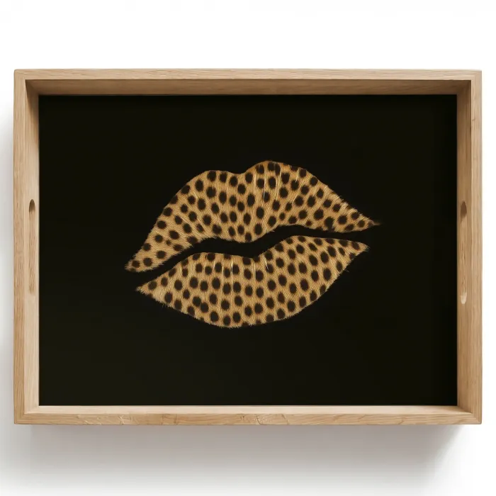 lip - Zwart - Panterprint Dienblad Rechthoek middel -z3d_shopping