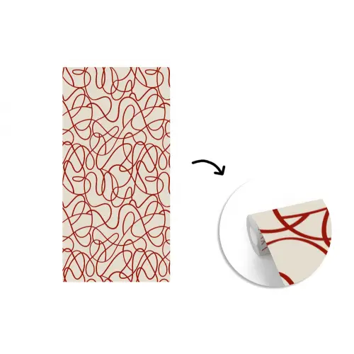 Lijnen - Abstract - Rood - Beige fotobehang vinyl groot 64 -3d