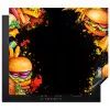 Fastfood - Graffiti - Hamburger - Eten - Modern Inductie beschermer vinyl 3mm middel -3d