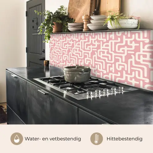 Doolhofpatroon - Roze - Wit - Abstract keuken achterwand 2 middel 871 -usp_NL