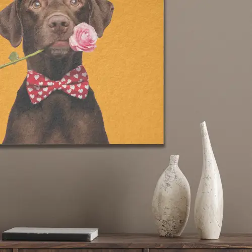 Hond - Oranje - Roos - Valentijn PET vilt klein -sfeer6_closeup