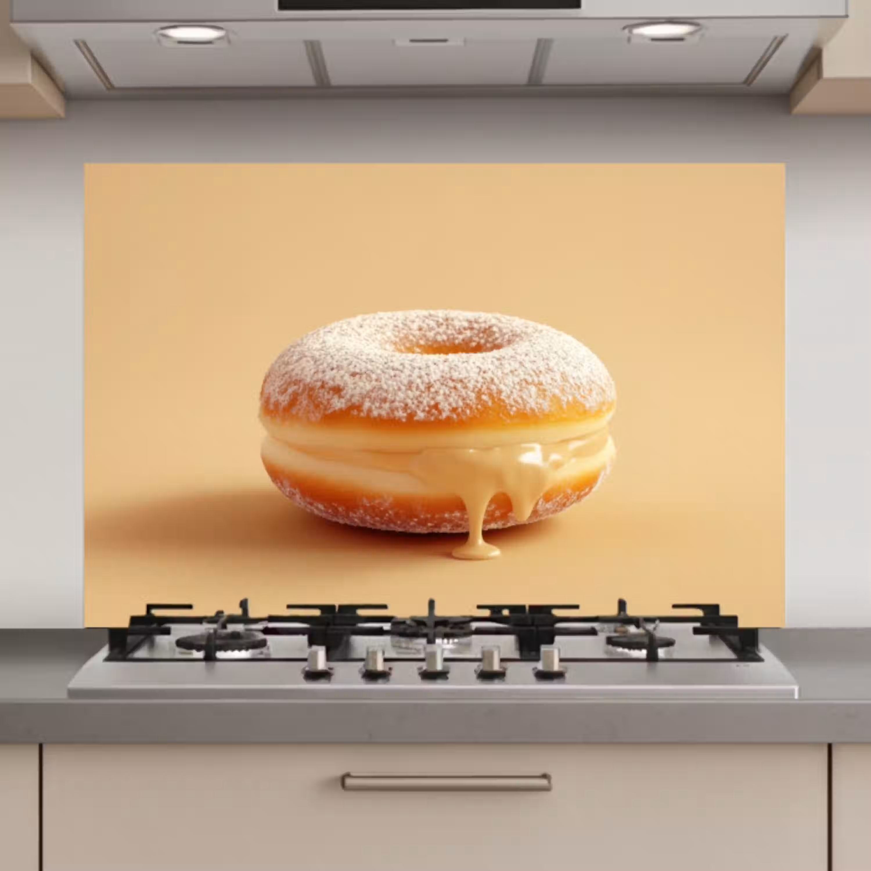 Donut - Romig - Poedersuiker - Beige keuken achterwand spatscherm klein -3d_website
