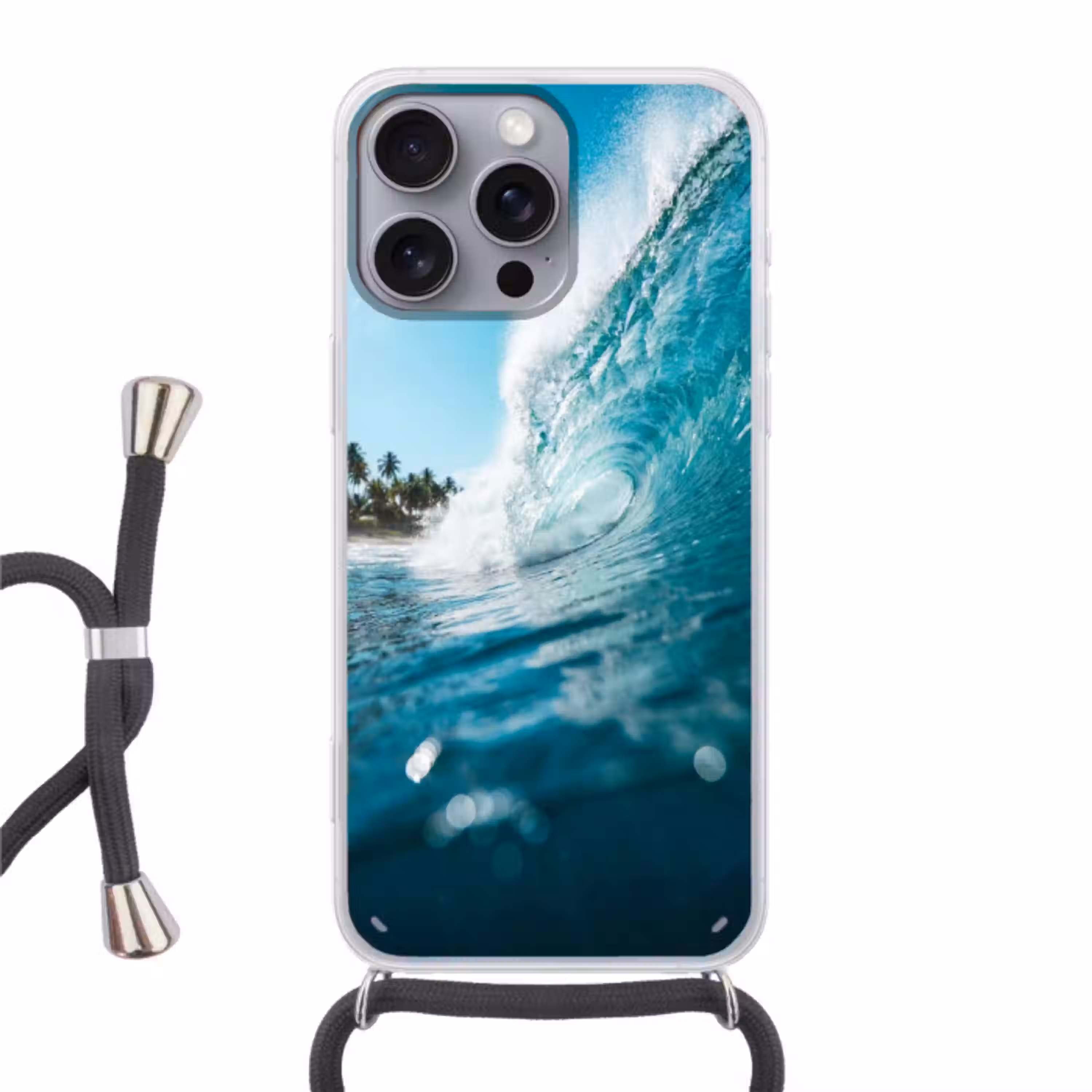 Oceaan - Golf - Strand - Natuur - Blauw Hoesje iPhone 16 Pro Max met koord klein -3d