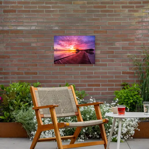 Steiger - Water - Zon - Roze - Horizon Tuinposter op houten frame 2 cm dik klein -sfeer3