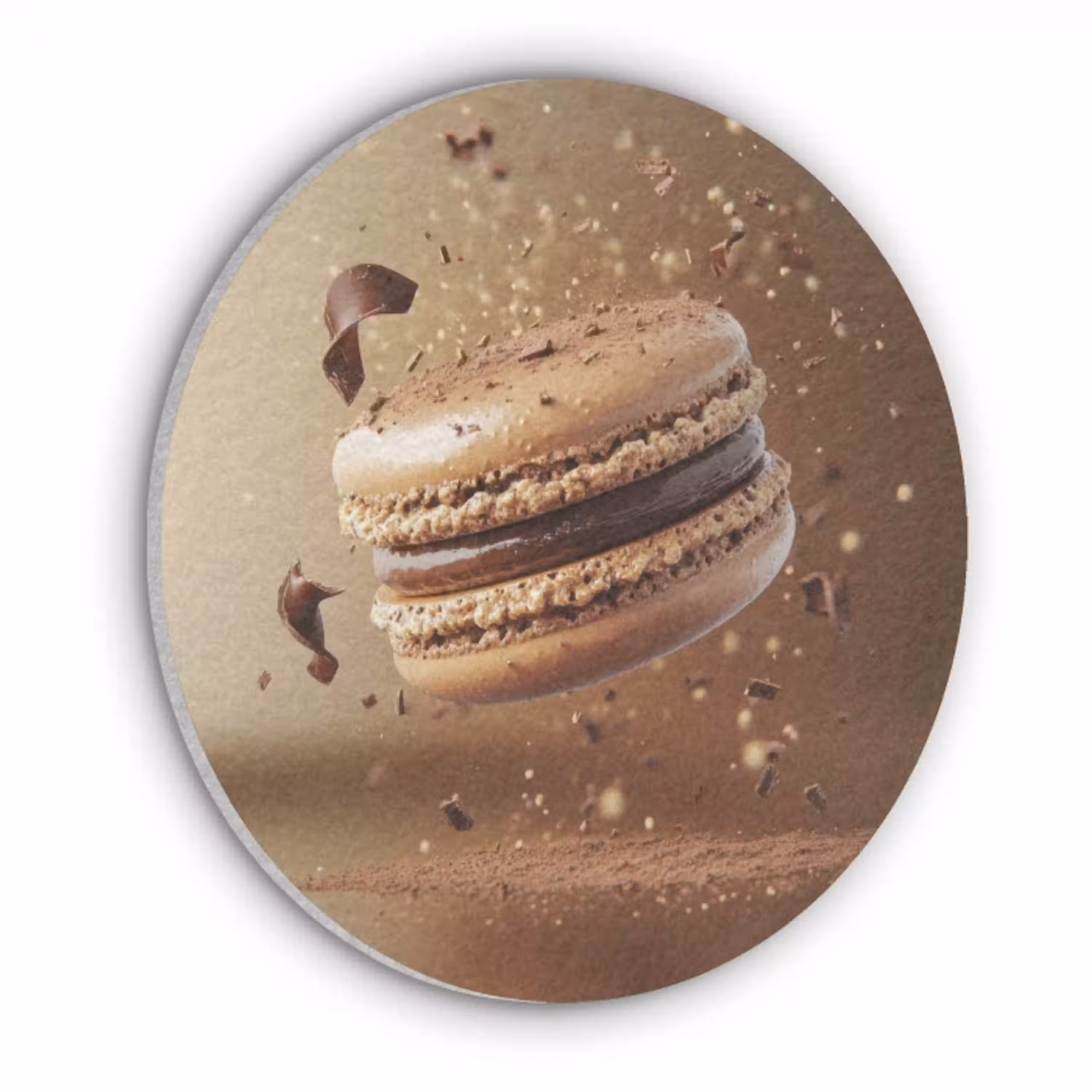 Chocolade - Macarons - Eten - Snoep Akoestische PET Vilt - Rond klein -3d