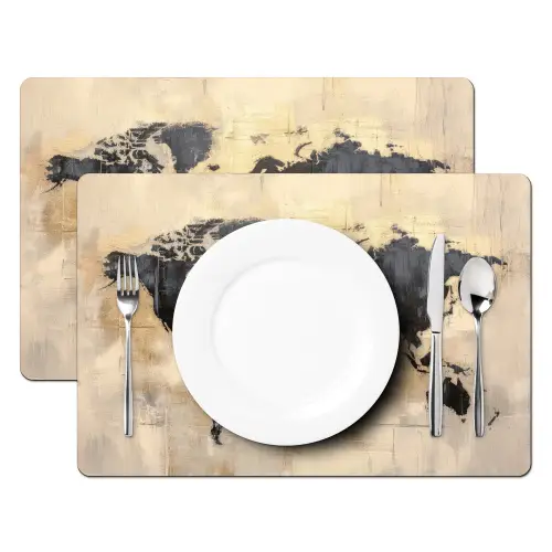 Wereldkaart - Goud - Zwart - Abstract Placemat vinyl groot -zzsfeer2_Kitchenyeah-website