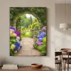 Doorkijk - Poort - Hortensia - Bloementuin Textielframe - compleet frame klein -sfeer2