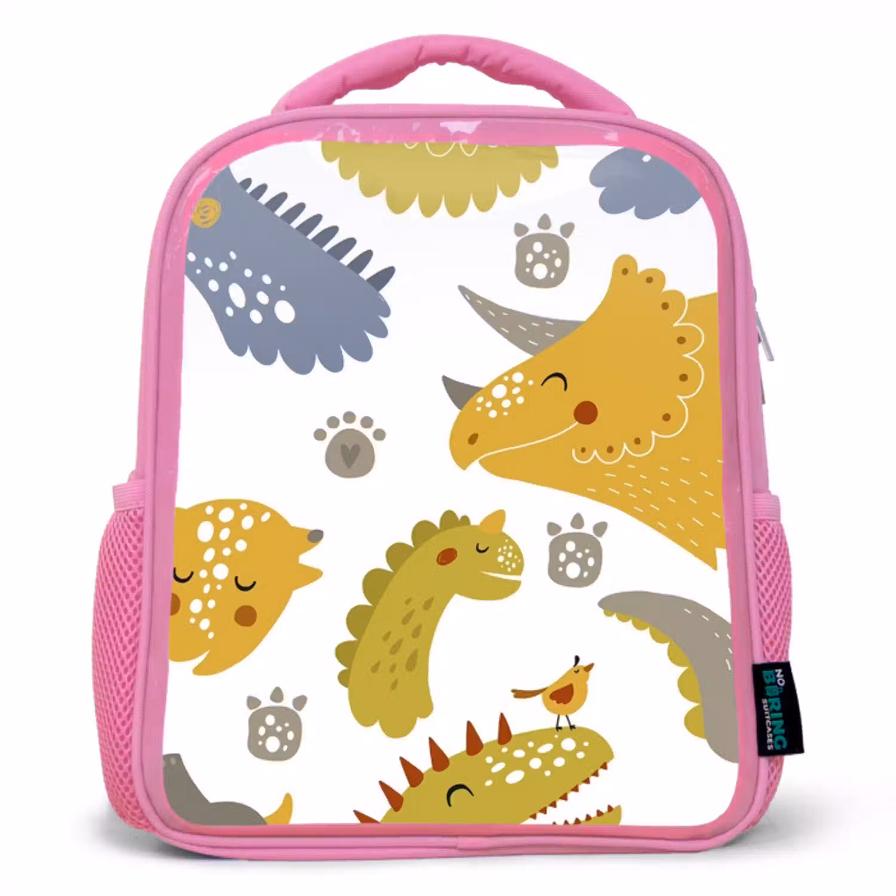 Dinosaurus - Patronen - Jongens - Dino - Kinderen Kinderrugzak - Roze middel -3d