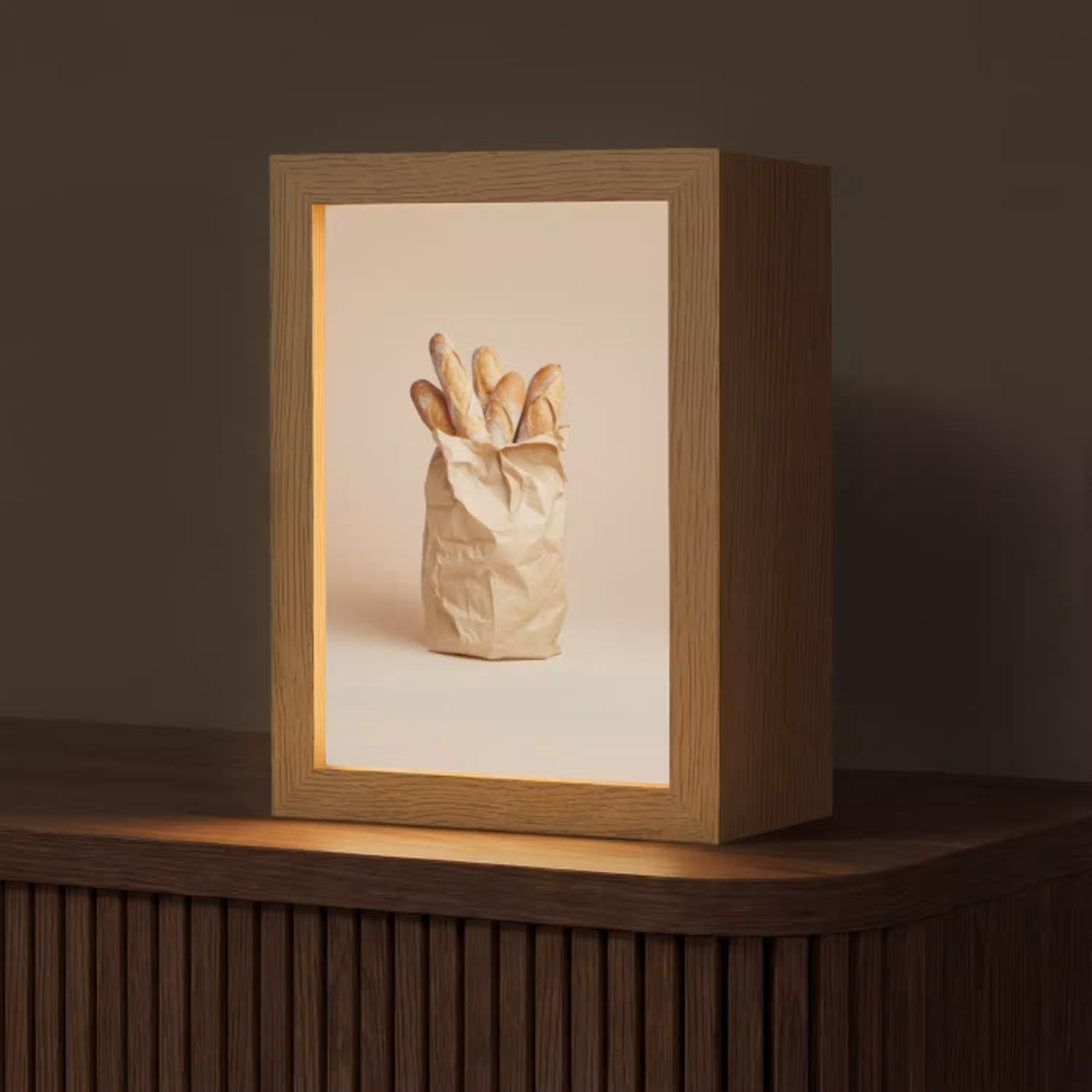 Baguette - Brood - Stokbrood - Beige Light Box met kabel (Tafellamp) klein -z3d_website
