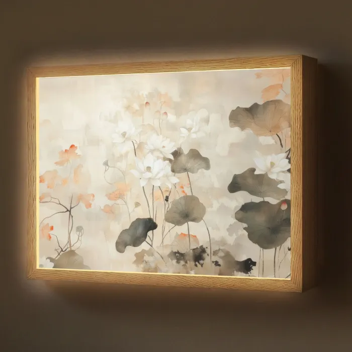 Bloemen - Japandi - Wabi sabi Light Box met batterij (Wandlamp) middel -z3d_website