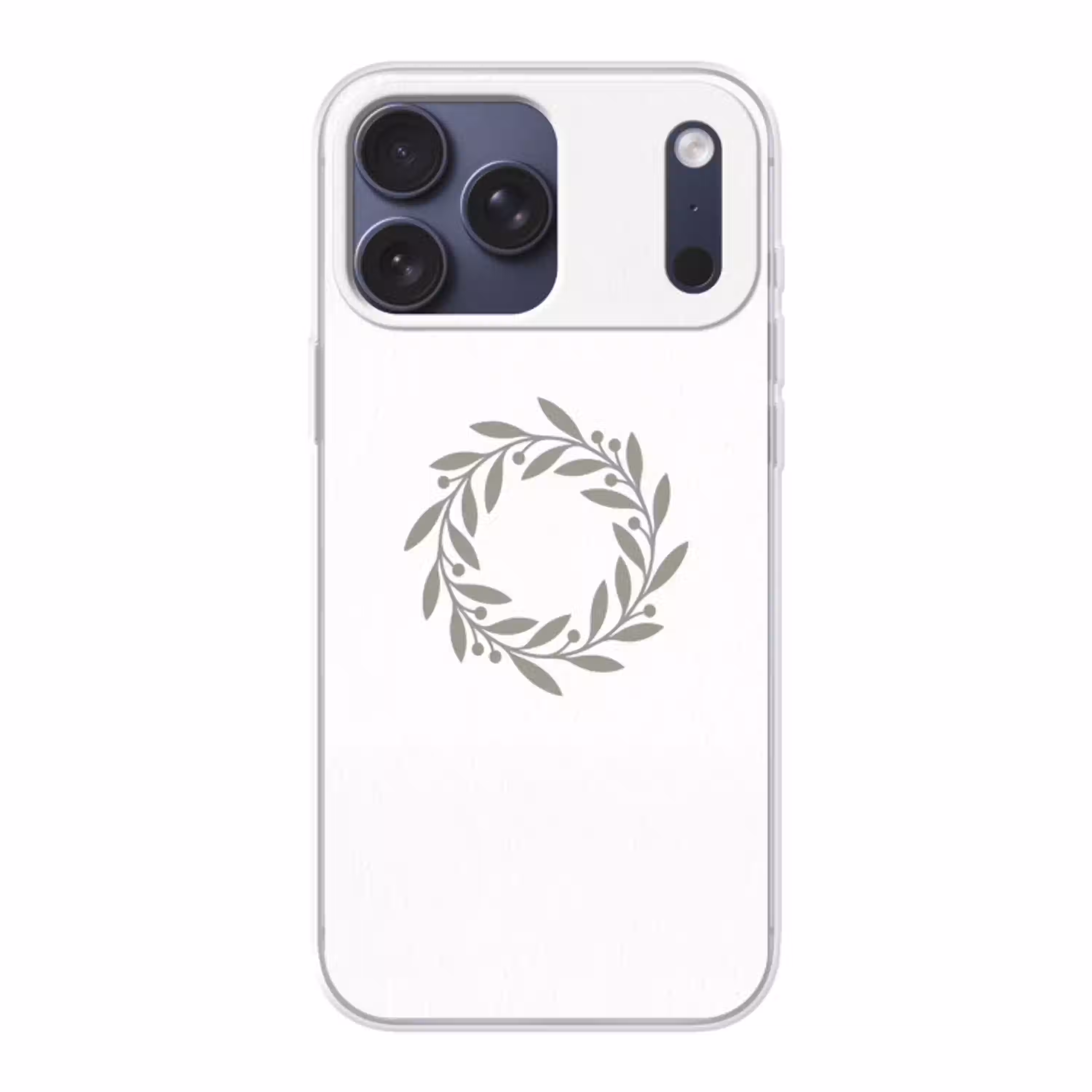 Krans - Bladeren - Natuur - Minimalistisch - Grijs Telefoonhoesje iPhone 17 Pro Max klein -3d