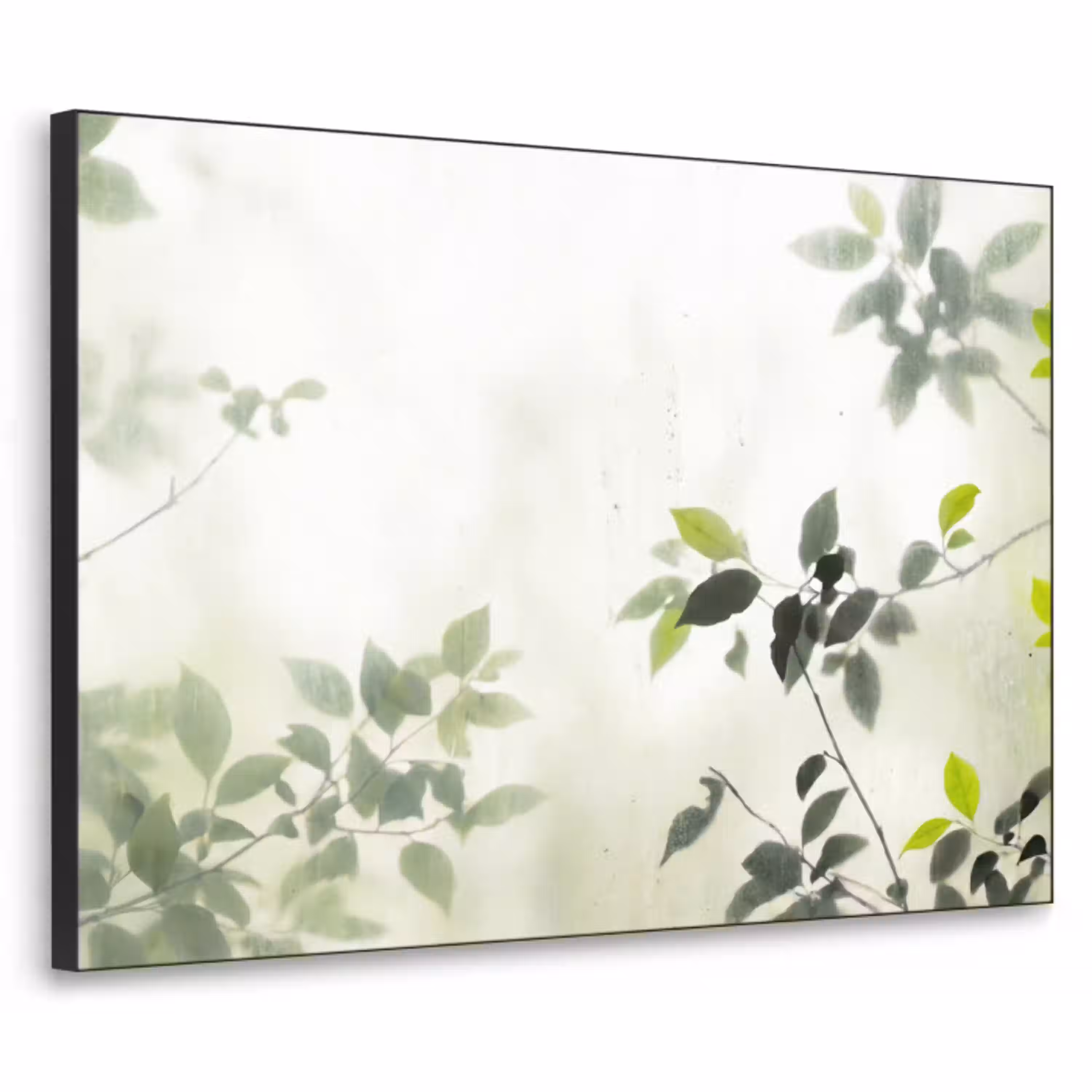 Blad - Schaduw - Natuur - Abstract - Groen Textielframe zwart klein -3d