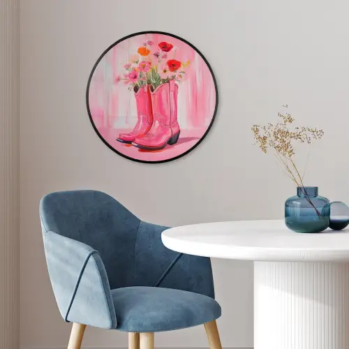 Roze - Bloemen - Cowboy Fotolijst rond zonder passe partout klein -sfeer2
